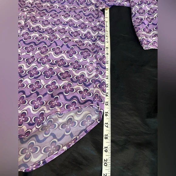 Princess Polly Purple Retro Floral Button Up Sheer Long Sleeve Blouse US 12 - Picture 6 of 7